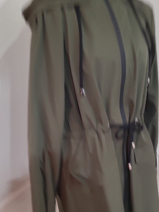 Avoogue Hooded Drawstring Rain Coat- Olive Green - Picture 4 of 9